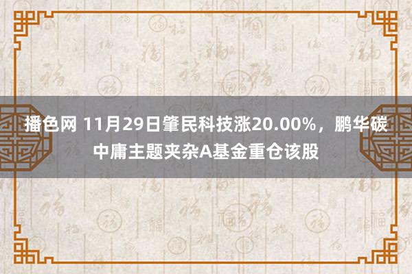 播色网 11月29日肇民科技涨20.00%，鹏华碳中庸主题夹杂A基金重仓该股