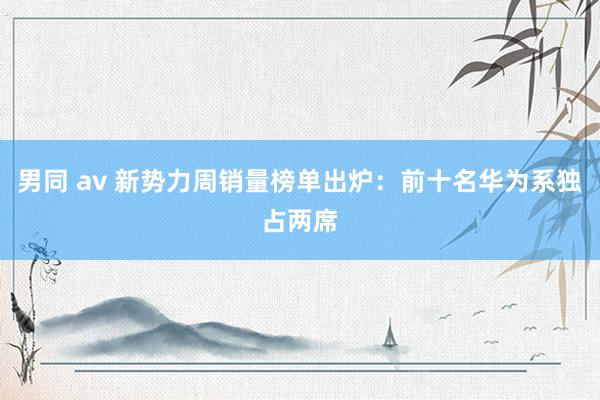 男同 av 新势力周销量榜单出炉：前十名华为系独占两席