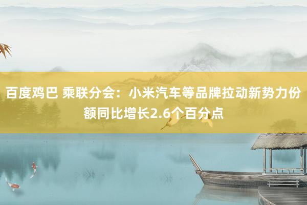 百度鸡巴 乘联分会：小米汽车等品牌拉动新势力份额同比增长2.6个百分点