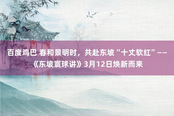百度鸡巴 春和景明时，共赴东坡“十丈软红”——《东坡寰球讲》3月12日焕新而来