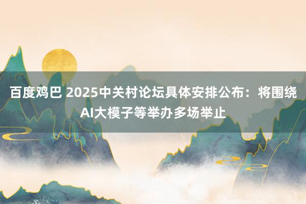 百度鸡巴 2025中关村论坛具体安排公布：将围绕AI大模子等举办多场举止