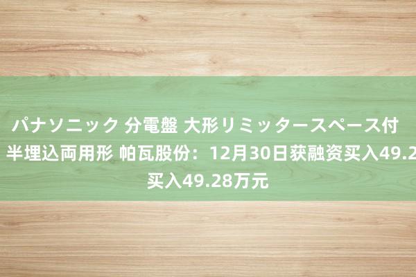パナソニック 分電盤 大形リミッタースペース付 露出・半埋込両用形 帕瓦股份：12月30日获融资买入49.28万元
