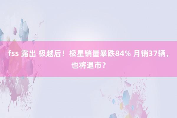 fss 露出 极越后！极星销量暴跌84% 月销37辆，也将退市？