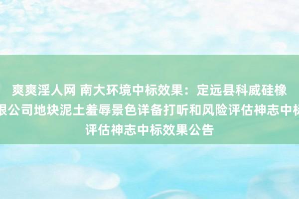 爽爽淫人网 南大环境中标效果：定远县科威硅橡胶科技有限公司地块泥土羞辱景色详备打听和风险评估神志中标效果公告