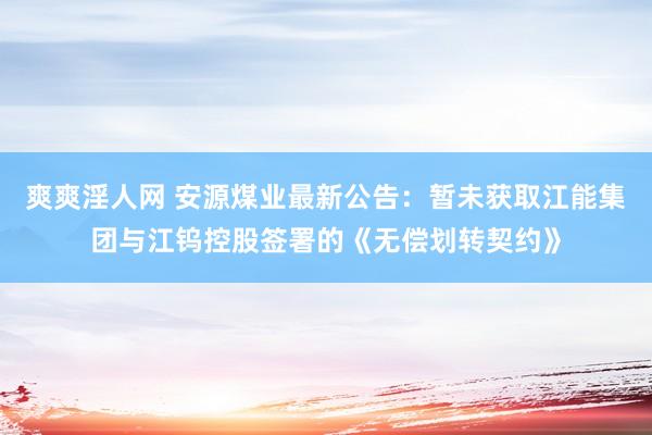 爽爽淫人网 安源煤业最新公告：暂未获取江能集团与江钨控股签署的《无偿划转契约》