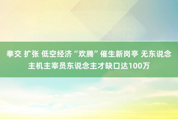 拳交 扩张 低空经济“欢腾”催生新岗亭 无东说念主机主宰员东说念主才缺口达100万