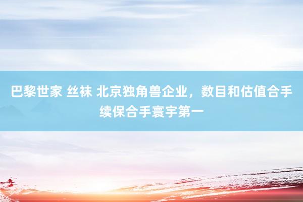 巴黎世家 丝袜 北京独角兽企业，数目和估值合手续保合手寰宇第一