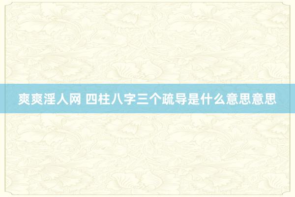 爽爽淫人网 四柱八字三个疏导是什么意思意思