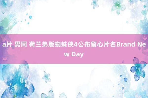 a片 男同 荷兰弟版蜘蛛侠4公布留心片名Brand New Day