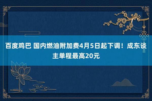 百度鸡巴 国内燃油附加费4月5日起下调！成东谈主单程最高20元
