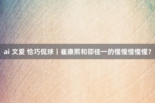 ai 文爱 恰巧侃球丨崔康熙和邵佳一的惺惺惜惺惺？