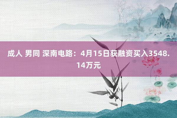 成人 男同 深南电路：4月15日获融资买入3548.14万元