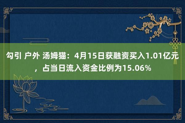 勾引 户外 汤姆猫：4月15日获融资买入1.01亿元，占当日流入资金比例为15.06%