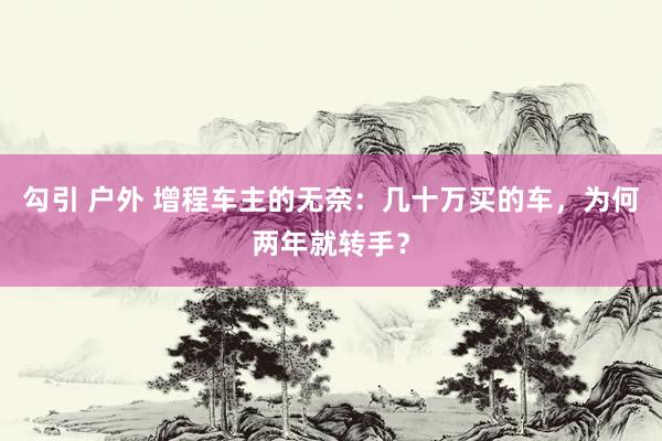 勾引 户外 增程车主的无奈：几十万买的车，为何两年就转手？