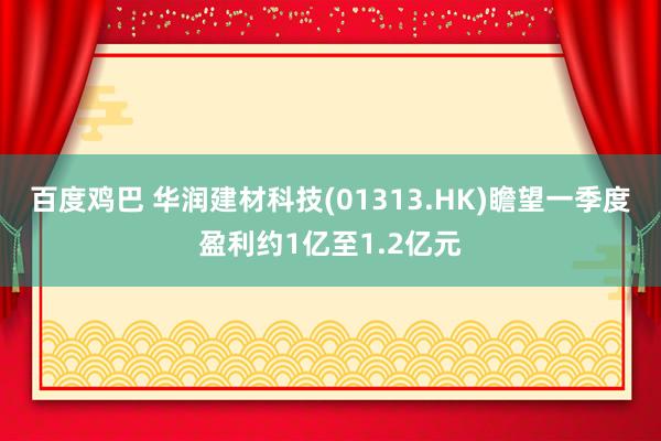 百度鸡巴 华润建材科技(01313.HK)瞻望一季度盈利约1亿至1.2亿元