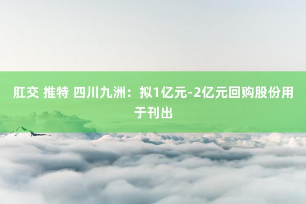 肛交 推特 四川九洲：拟1亿元-2亿元回购股份用于刊出