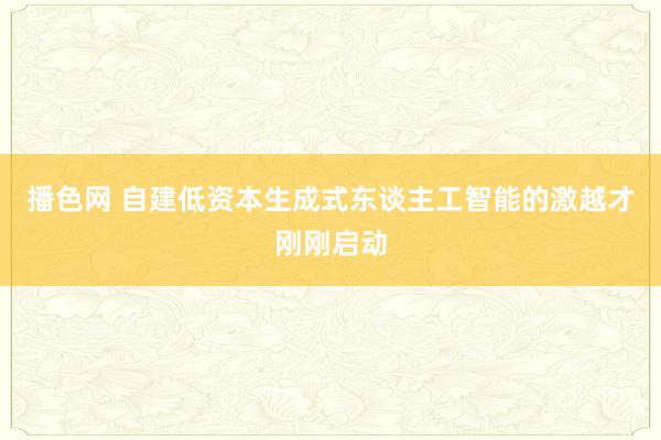播色网 自建低资本生成式东谈主工智能的激越才刚刚启动
