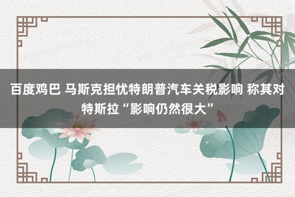百度鸡巴 马斯克担忧特朗普汽车关税影响 称其对特斯拉“影响仍然很大”
