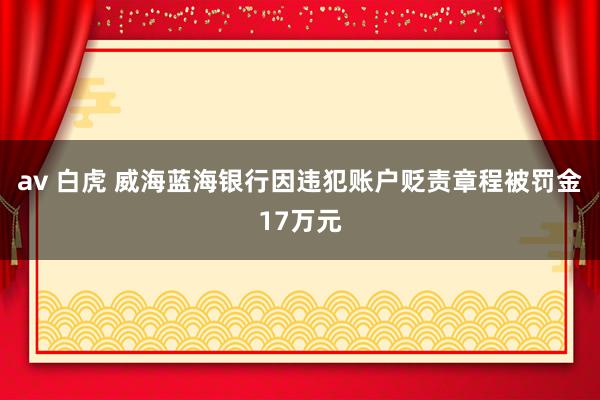 av 白虎 威海蓝海银行因违犯账户贬责章程被罚金17万元