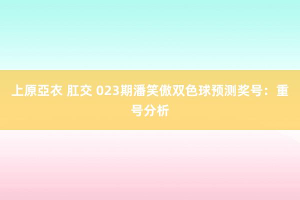 上原亞衣 肛交 023期潘笑傲双色球预测奖号：重号分析